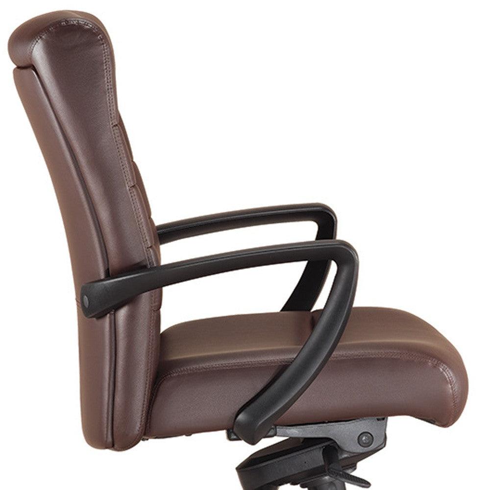 Black Adjustable Swivel Faux Leather Rolling Office Chair - FurniFindUSA