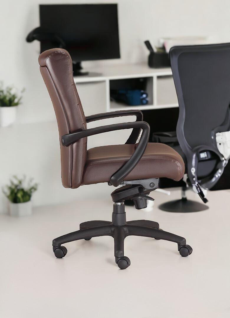 Black Adjustable Swivel Faux Leather Rolling Office Chair - FurniFindUSA