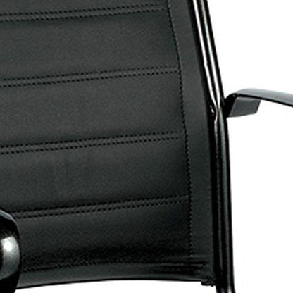 Black Adjustable Swivel Faux Leather Rolling Office Chair - FurniFindUSA