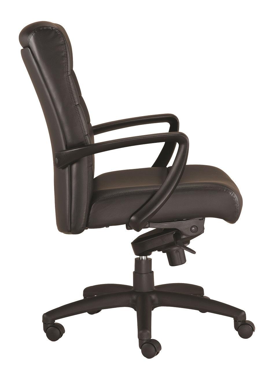 Black Adjustable Swivel Faux Leather Rolling Office Chair - FurniFindUSA