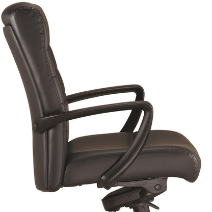 Black Adjustable Swivel Faux Leather Rolling Office Chair - FurniFindUSA