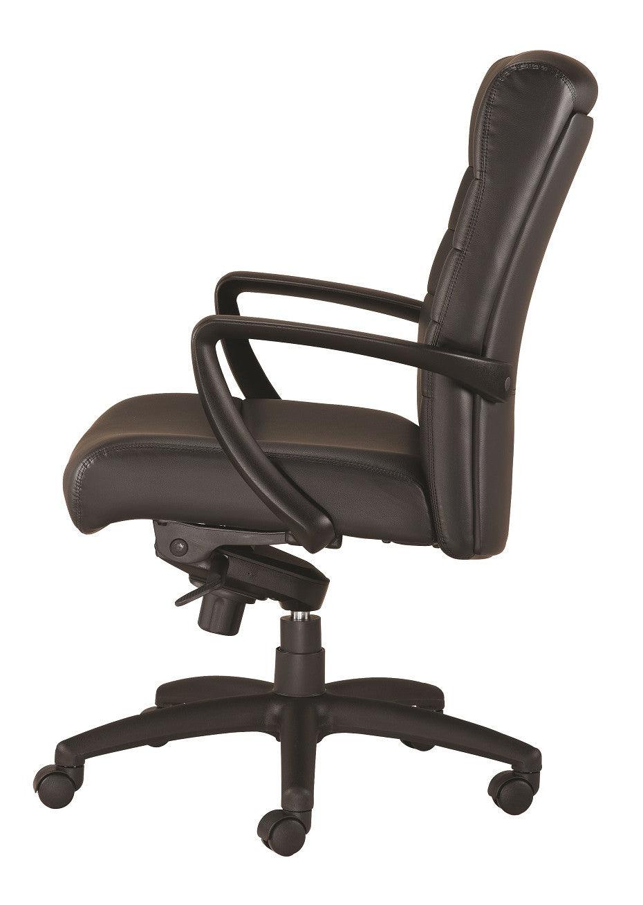 Black Adjustable Swivel Faux Leather Rolling Office Chair - FurniFindUSA