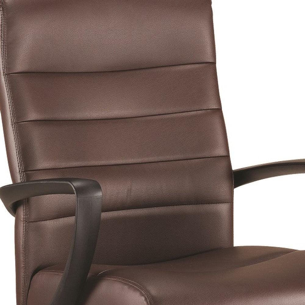 Black Adjustable Swivel Faux Leather Rolling Office Chair - FurniFindUSA