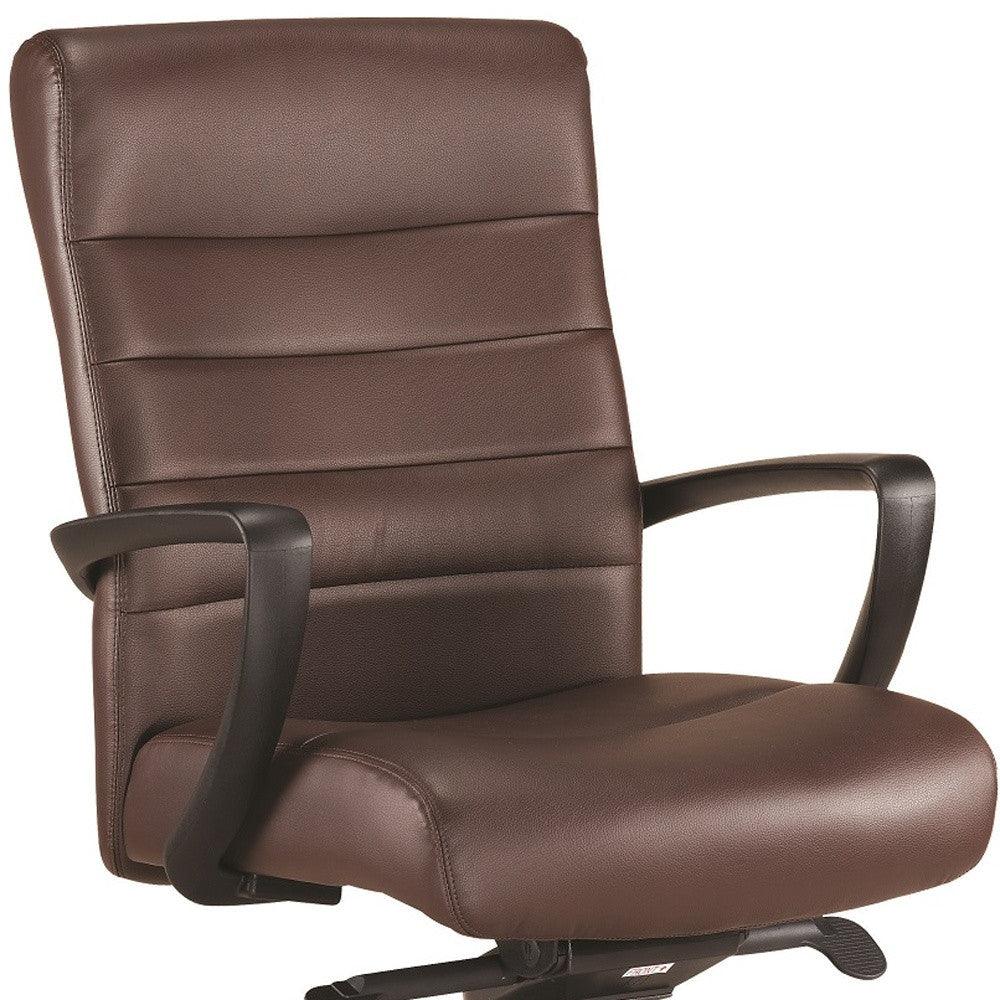 Black Adjustable Swivel Faux Leather Rolling Office Chair - FurniFindUSA