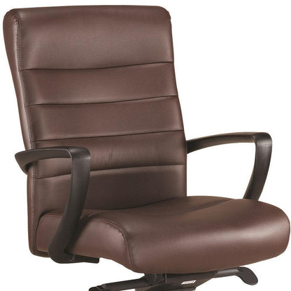 Black Adjustable Swivel Faux Leather Rolling Office Chair - FurniFindUSA