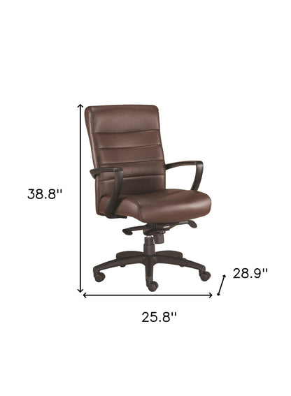 Black Adjustable Swivel Faux Leather Rolling Office Chair - FurniFindUSA