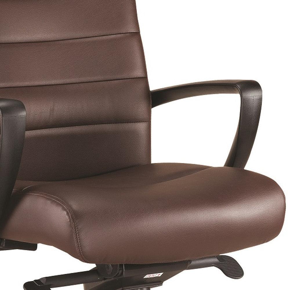 Black Adjustable Swivel Faux Leather Rolling Office Chair - FurniFindUSA