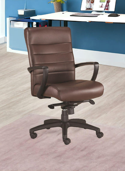 Black Adjustable Swivel Faux Leather Rolling Office Chair - FurniFindUSA