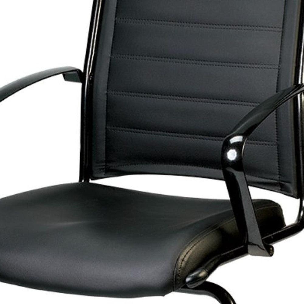 Black Faux Leather Office Chair - FurniFindUSA