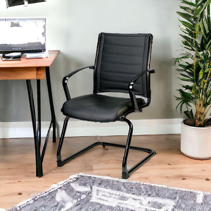 Black Faux Leather Office Chair - FurniFindUSA