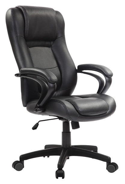 Black Adjustable Swivel Faux Leather Rolling Office Chair - FurniFindUSA