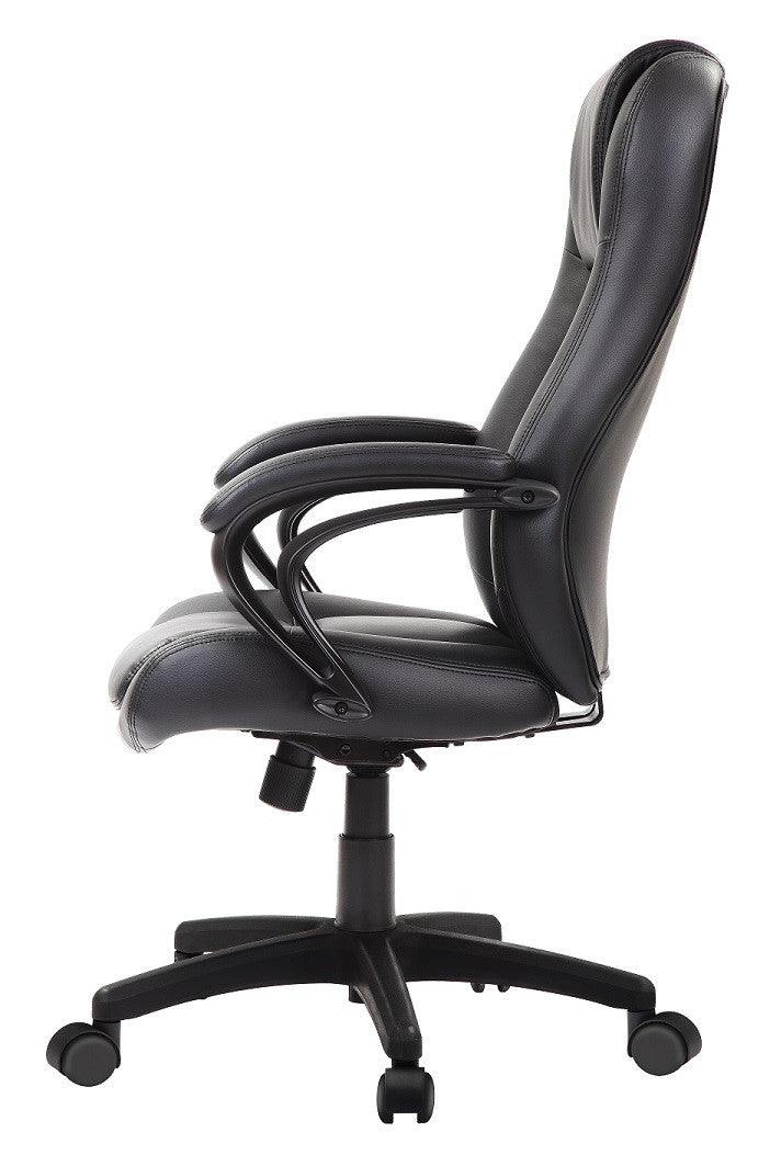 Black Adjustable Swivel Faux Leather Rolling Office Chair - FurniFindUSA