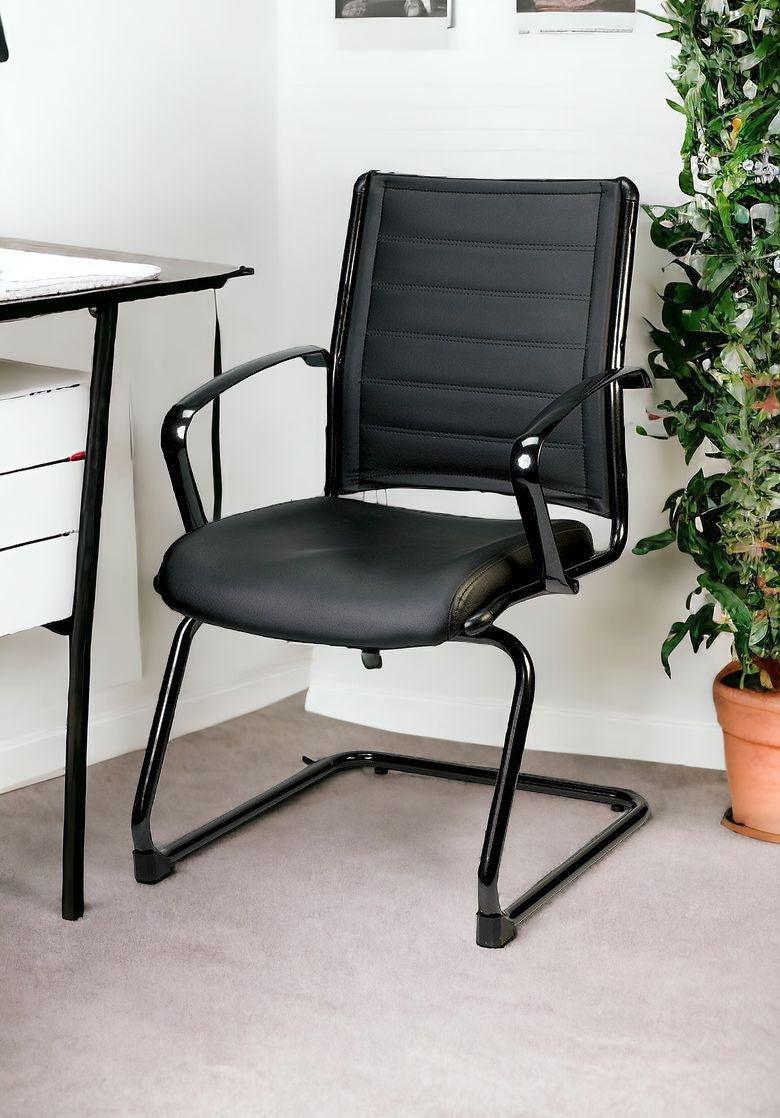 Black Faux Leather Office Chair - FurniFindUSA