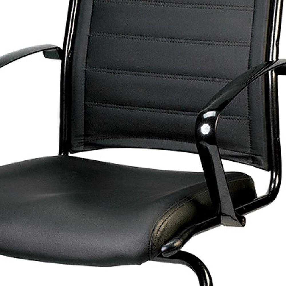 Black Faux Leather Office Chair - FurniFindUSA