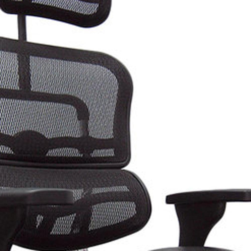 Black and Silver Adjustable Swivel Mesh Rolling Executive Office Chair - FurniFindUSA