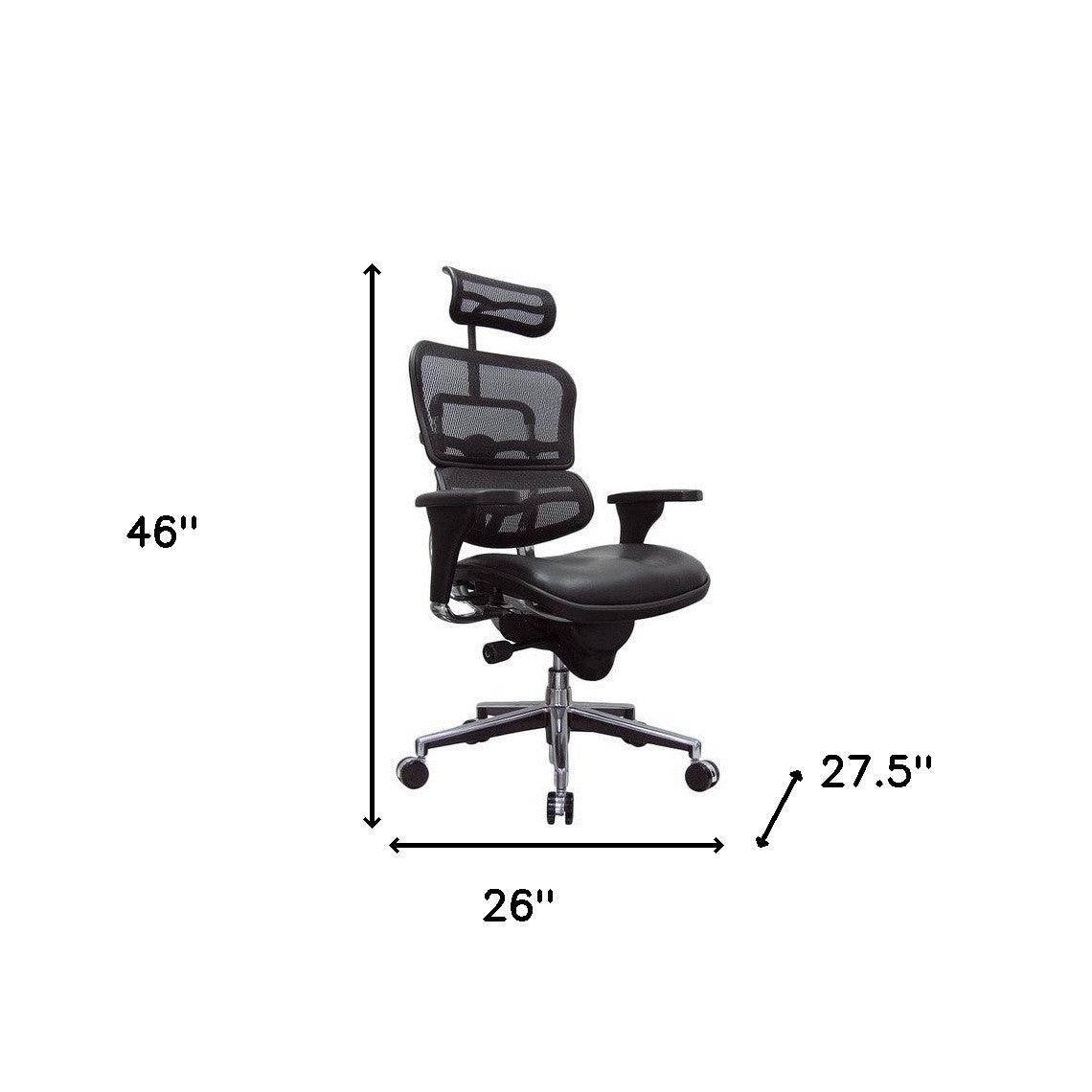 Black and Silver Adjustable Swivel Mesh Rolling Executive Office Chair - FurniFindUSA