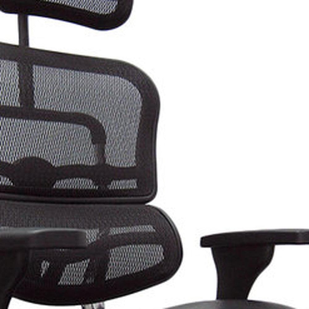 Black and Silver Adjustable Swivel Mesh Rolling Executive Office Chair - FurniFindUSA