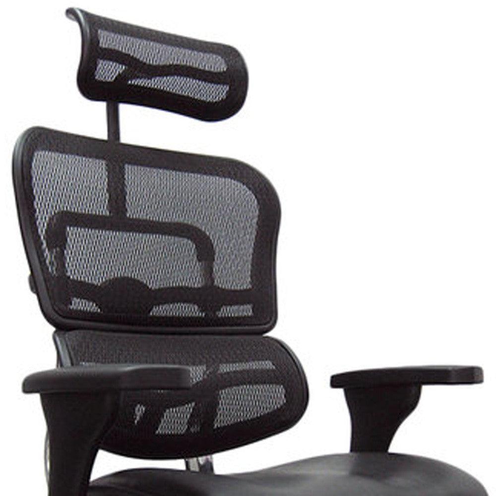 Black and Silver Adjustable Swivel Mesh Rolling Executive Office Chair - FurniFindUSA