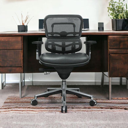 Black and Silver Adjustable Swivel Mesh Rolling Office Chair - FurniFindUSA