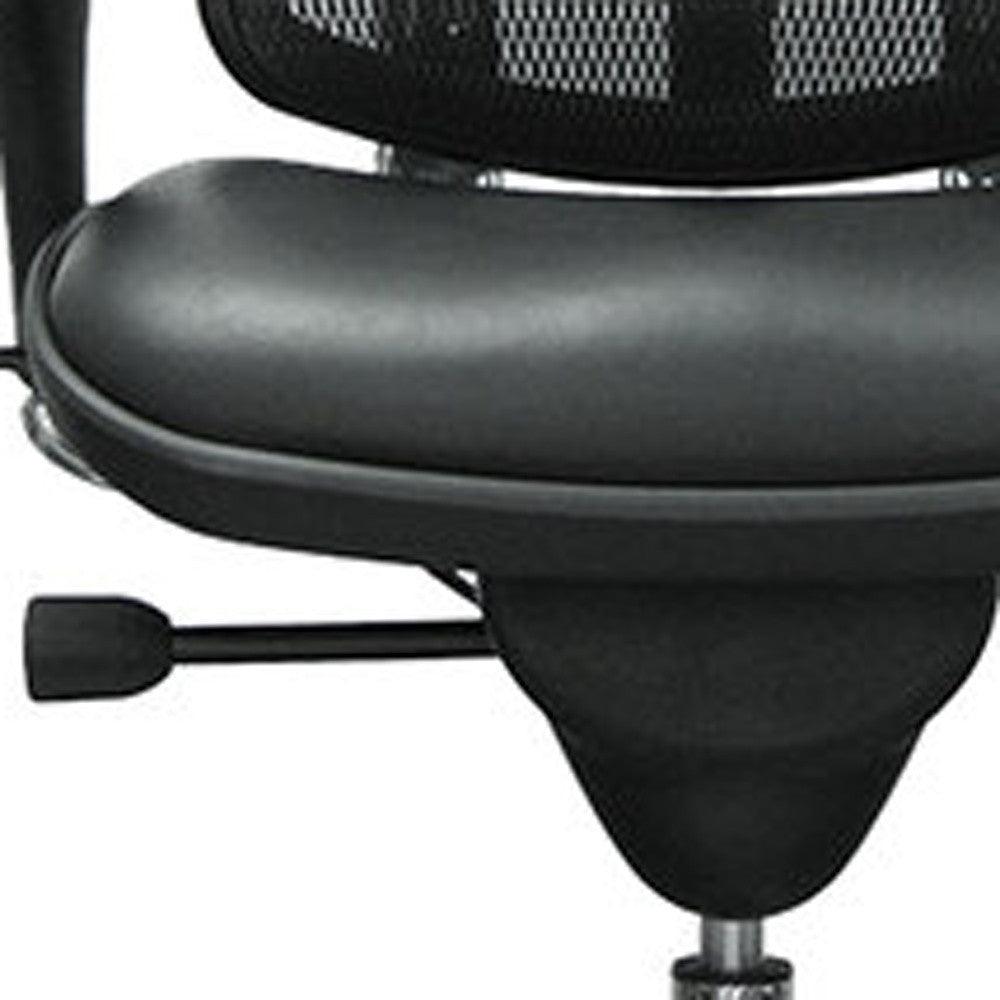 Black and Silver Adjustable Swivel Mesh Rolling Office Chair - FurniFindUSA