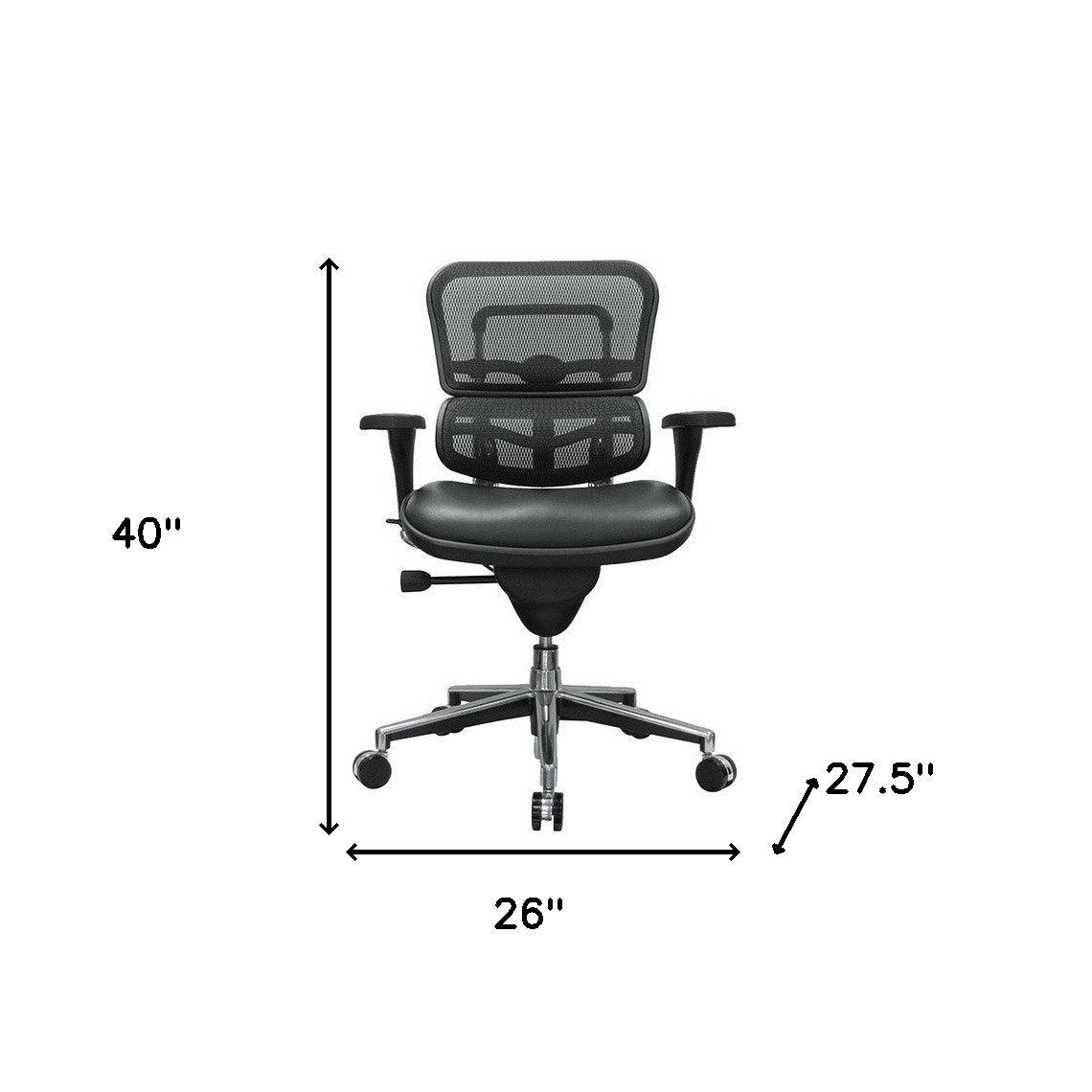 Black and Silver Adjustable Swivel Mesh Rolling Office Chair - FurniFindUSA