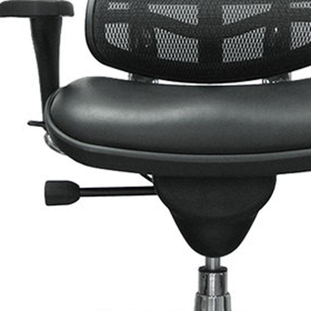 Black and Silver Adjustable Swivel Mesh Rolling Office Chair - FurniFindUSA