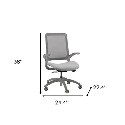 Gray Adjustable Swivel Mesh Rolling Office Chair - FurniFindUSA