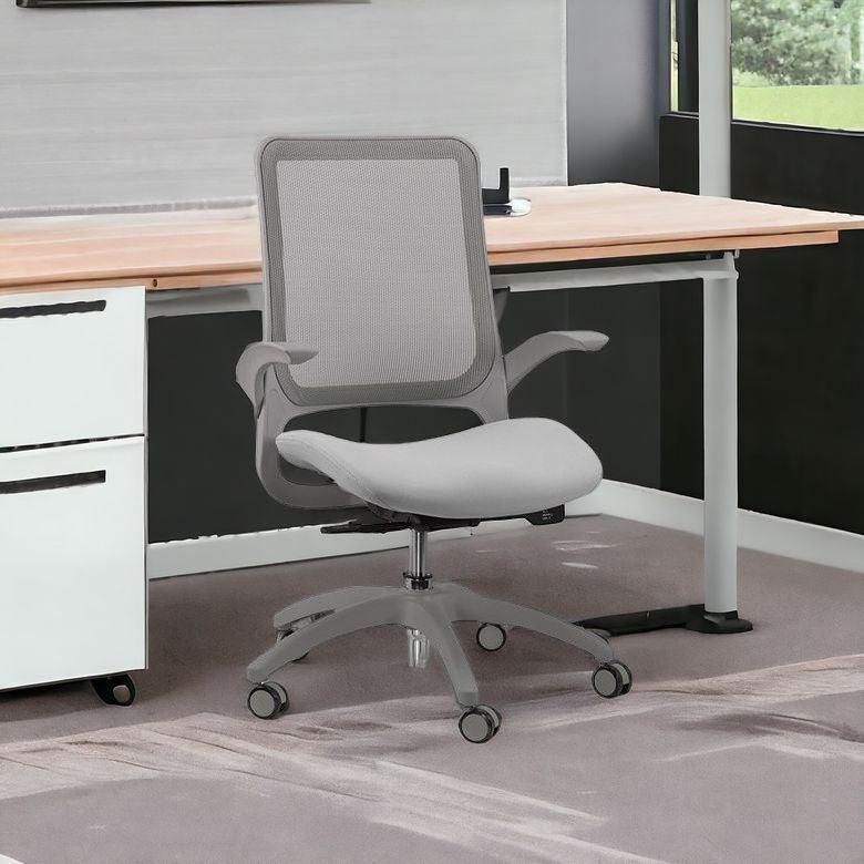 Gray Adjustable Swivel Mesh Rolling Office Chair - FurniFindUSA