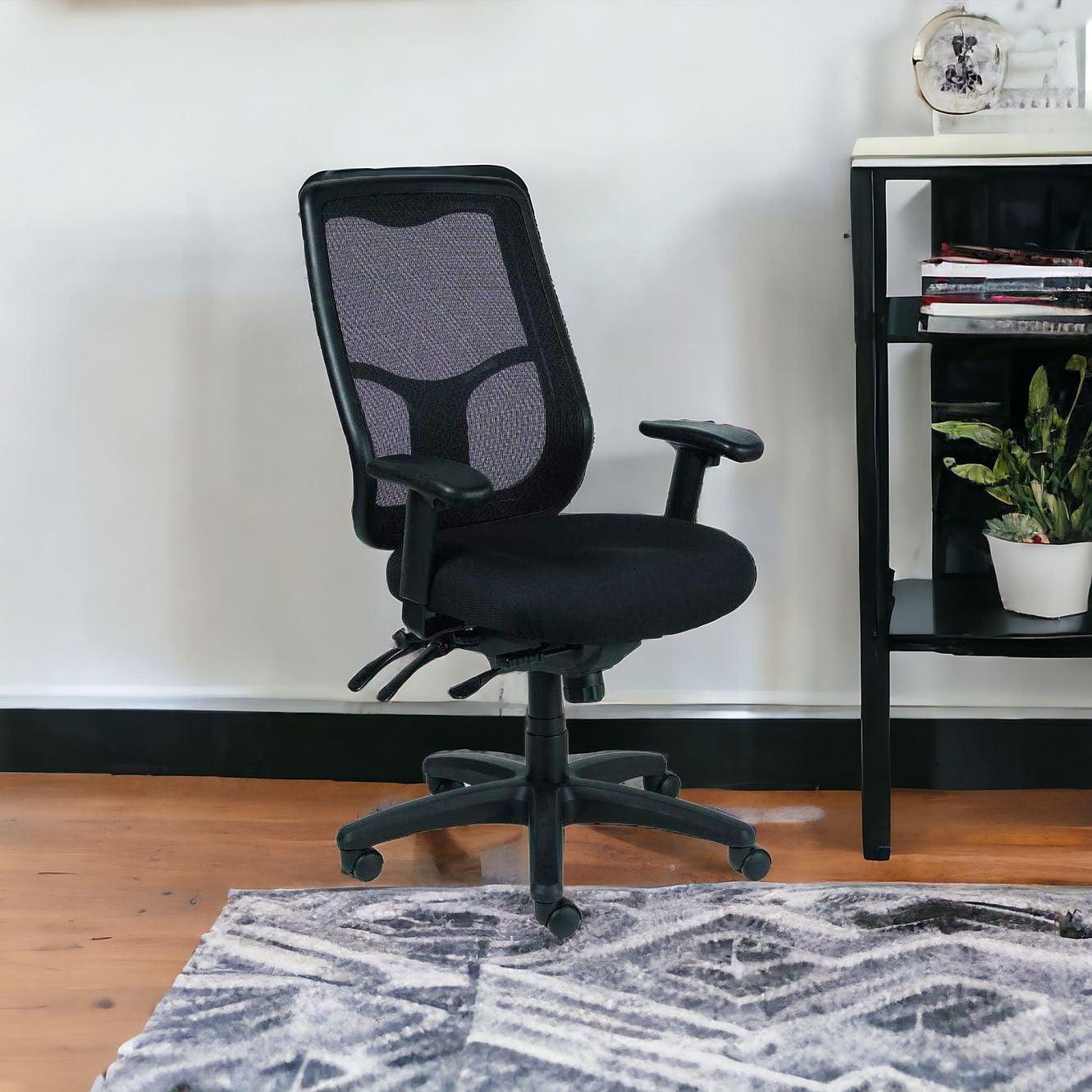 Black Adjustable Swivel Mesh Rolling Office Chair - FurniFindUSA