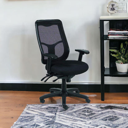 Black Adjustable Swivel Mesh Rolling Office Chair - FurniFindUSA