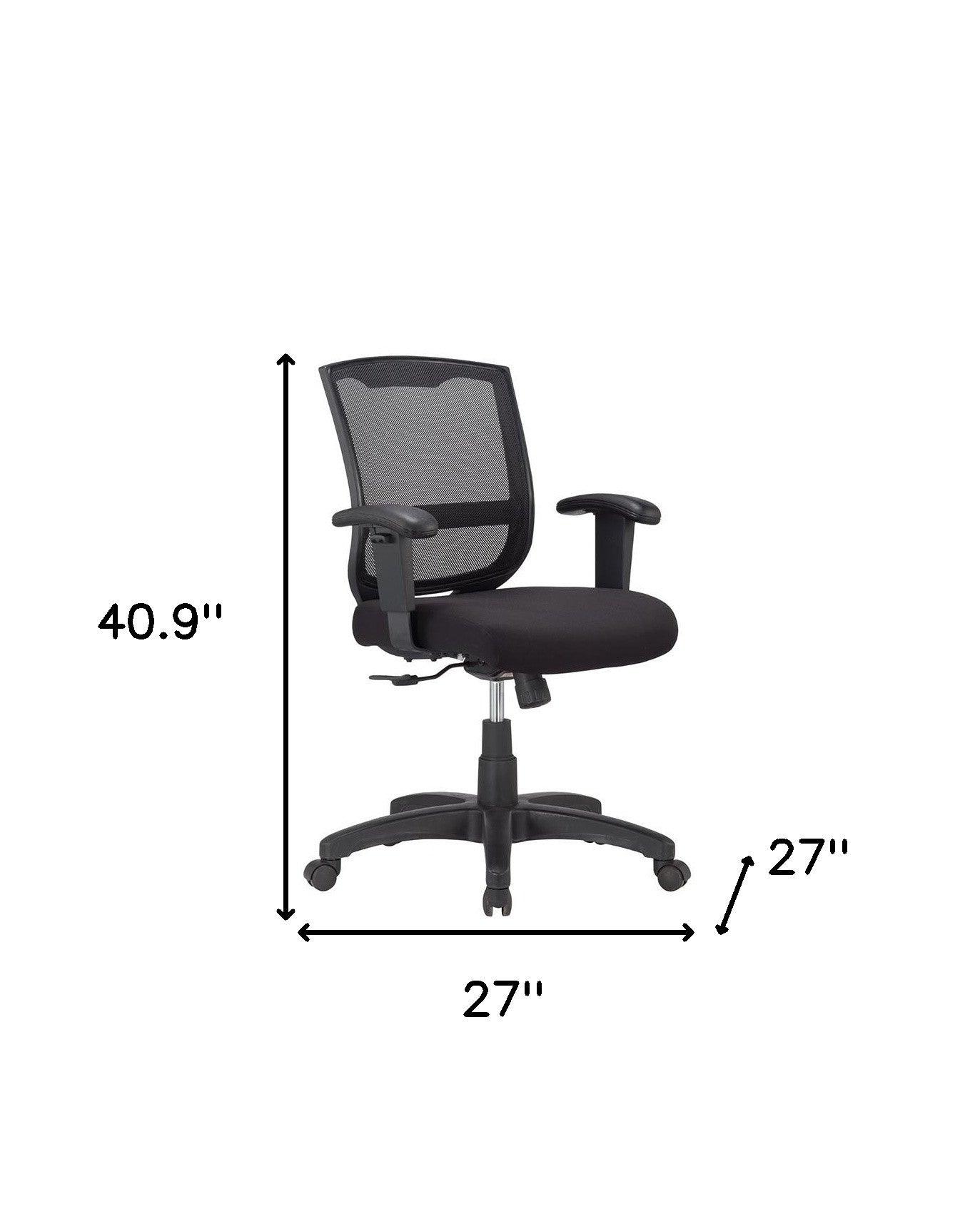 Black Adjustable Swivel Mesh Rolling Office Chair - FurniFindUSA