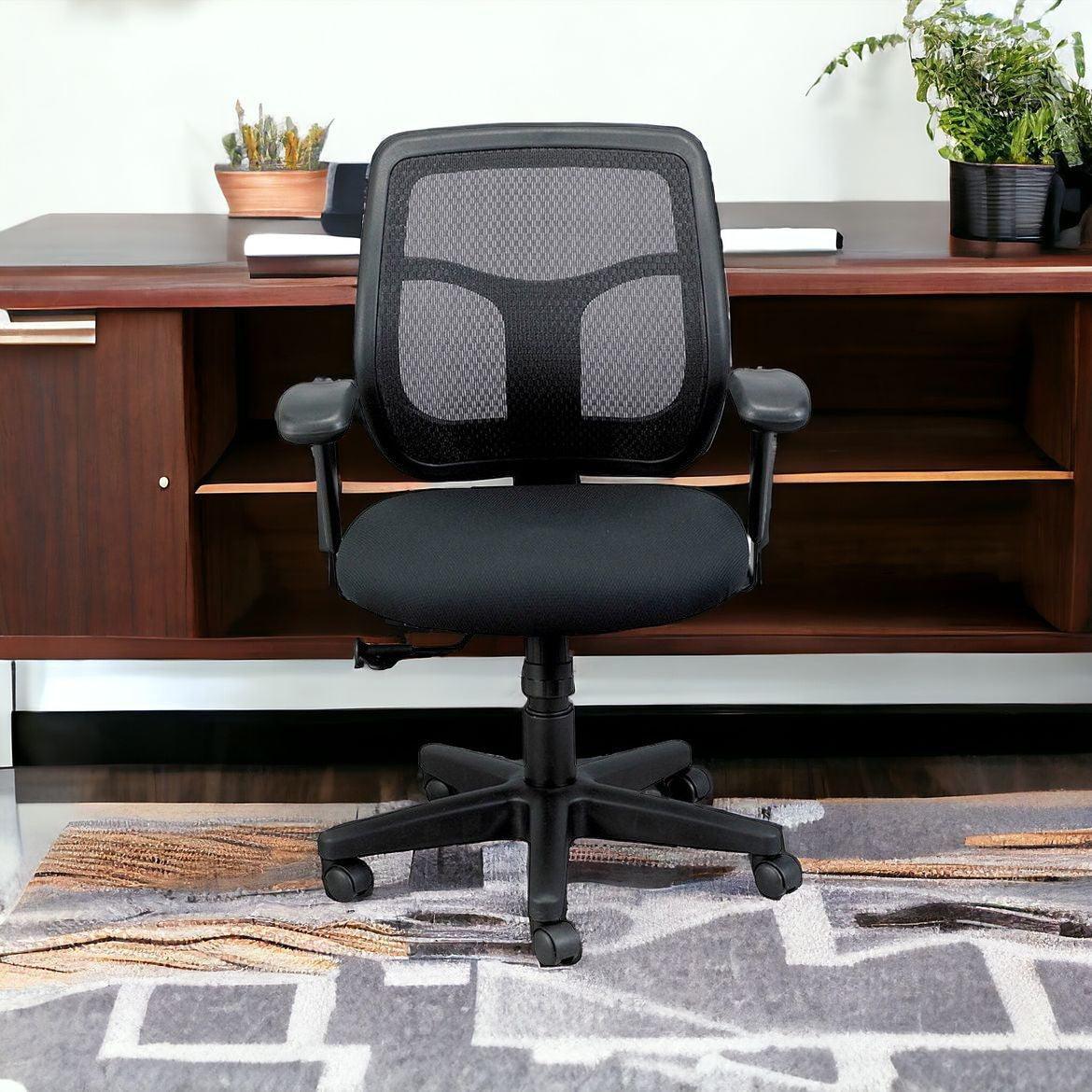 Black Adjustable Swivel Mesh Rolling Office Chair - FurniFindUSA