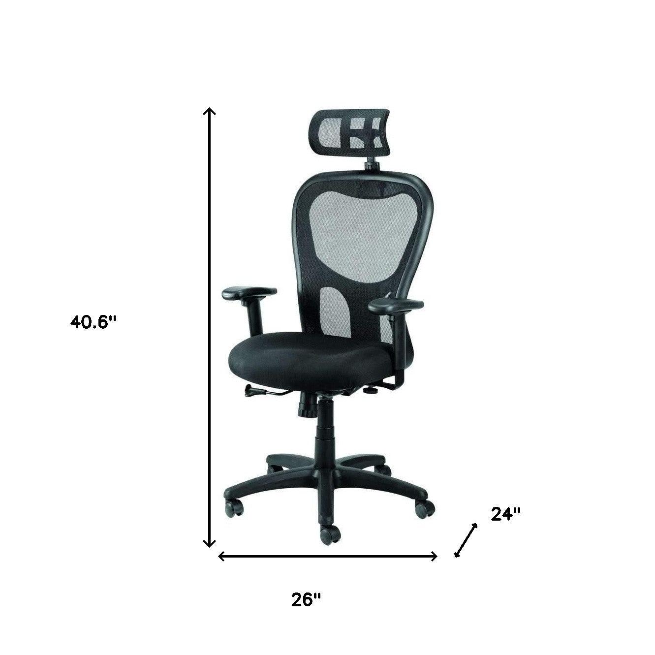 Black Adjustable Swivel Mesh Rolling Executive Office Chair - FurniFindUSA