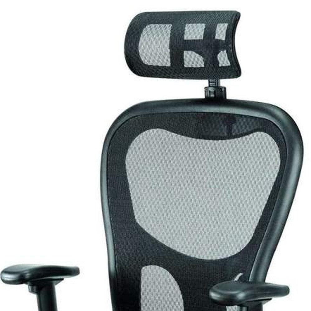 Black Adjustable Swivel Mesh Rolling Executive Office Chair - FurniFindUSA