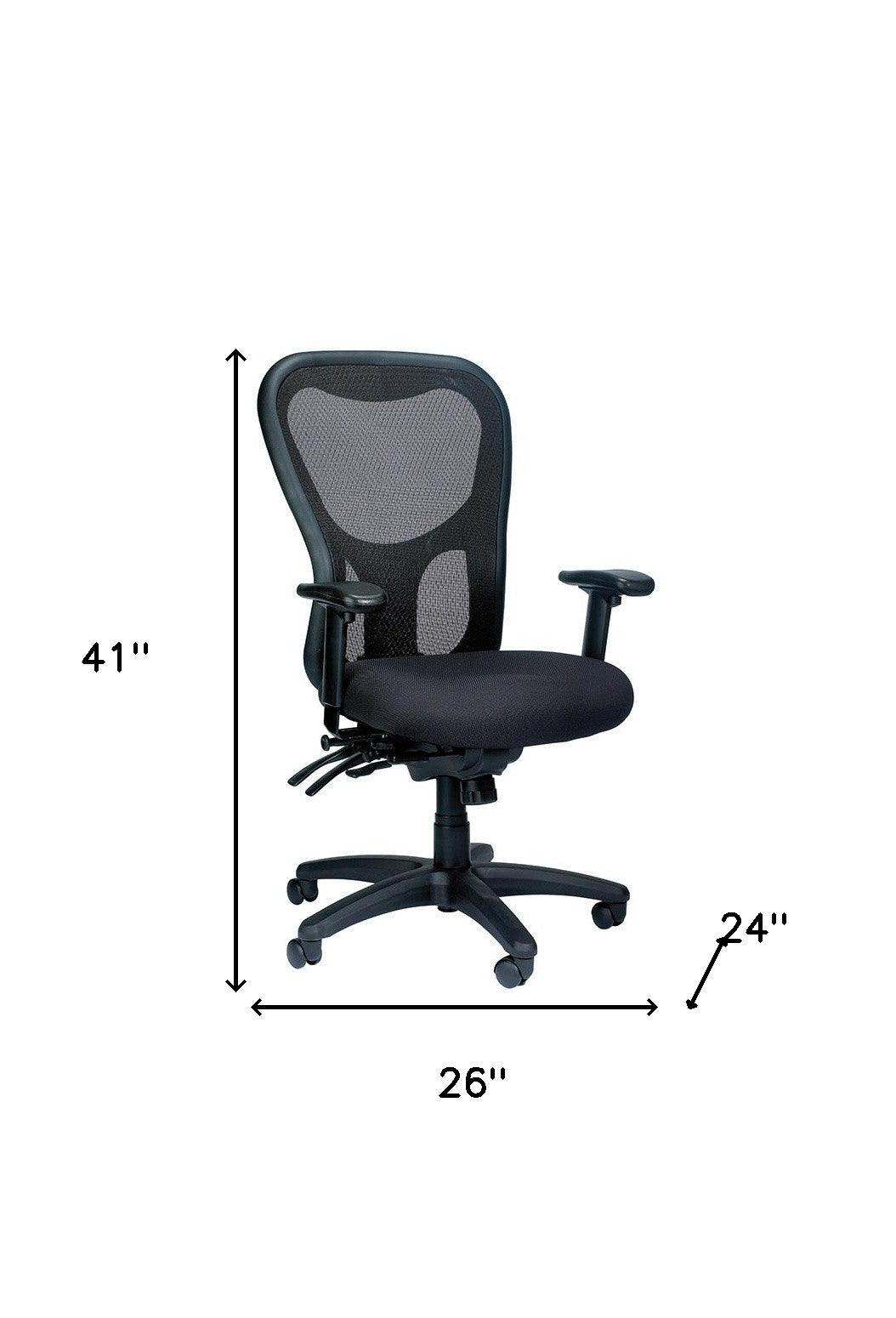 Black Adjustable Swivel Mesh Rolling Office Chair - FurniFindUSA