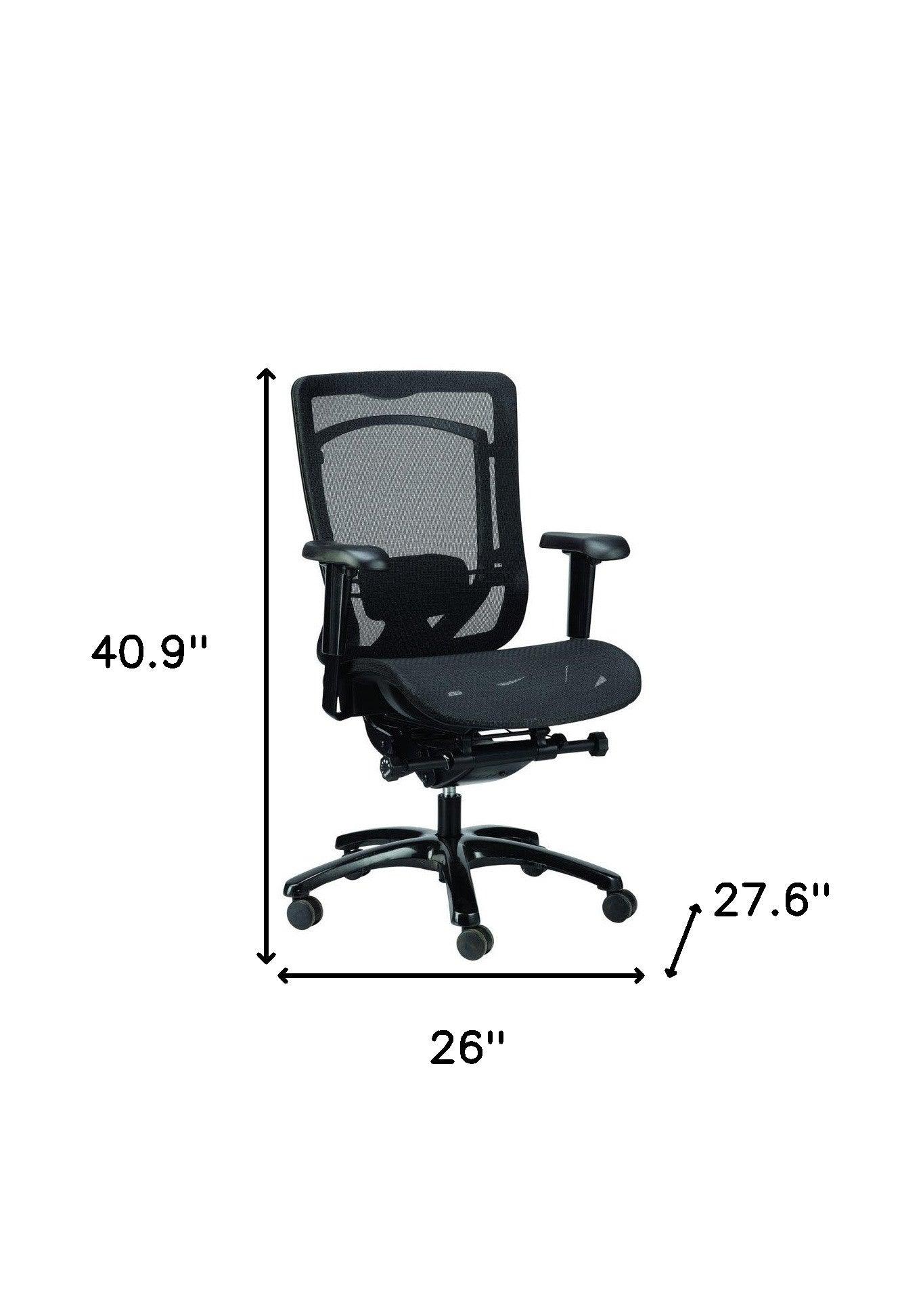 Black Adjustable Swivel Mesh Rolling Office Chair - FurniFindUSA