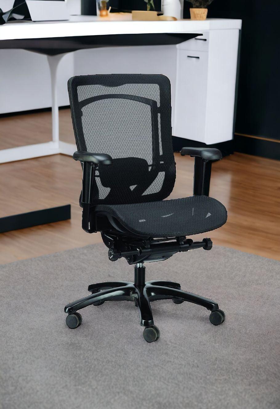 Black Adjustable Swivel Mesh Rolling Office Chair - FurniFindUSA