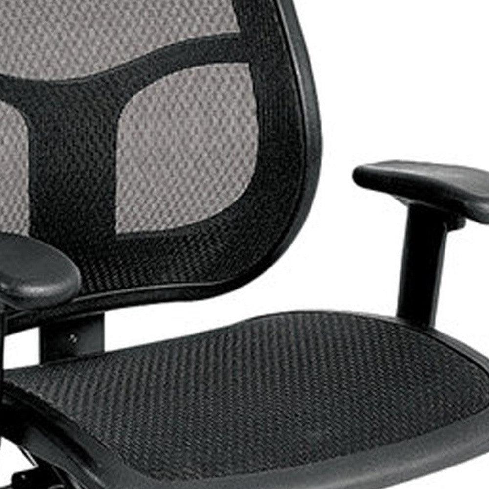 Black Adjustable Swivel Mesh Rolling Office Chair - FurniFindUSA