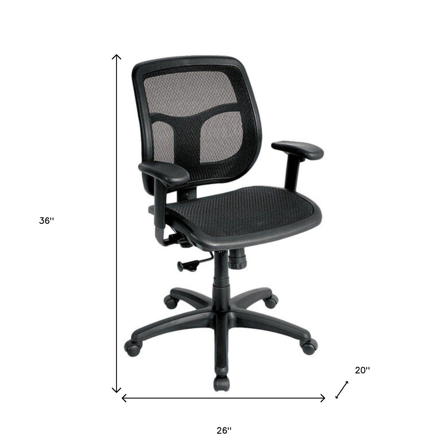 Black Adjustable Swivel Mesh Rolling Office Chair - FurniFindUSA