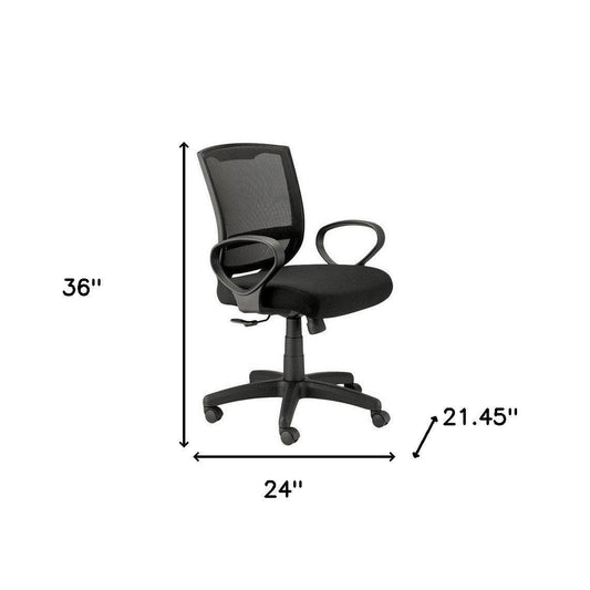 Black Adjustable Swivel Mesh Rolling Office Chair - FurniFindUSA