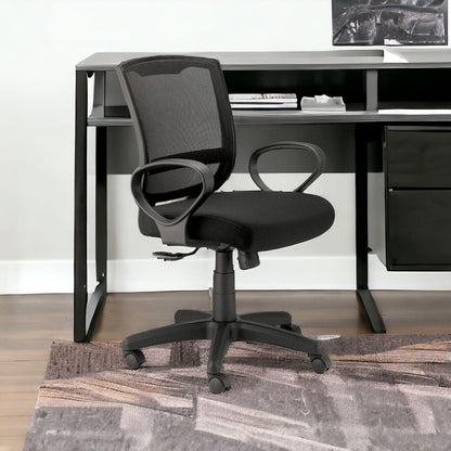 Black Adjustable Swivel Mesh Rolling Office Chair - FurniFindUSA