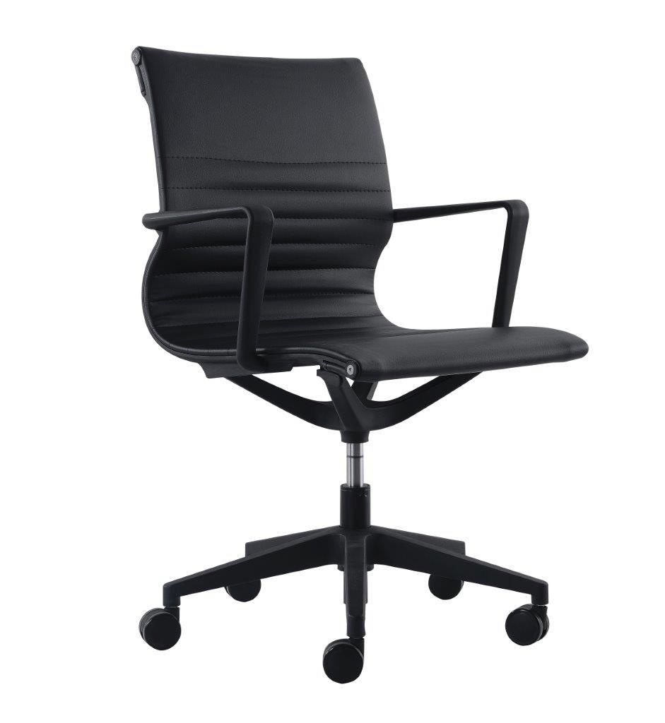 Black Adjustable Swivel Fabric Rolling Office Chair - FurniFindUSA