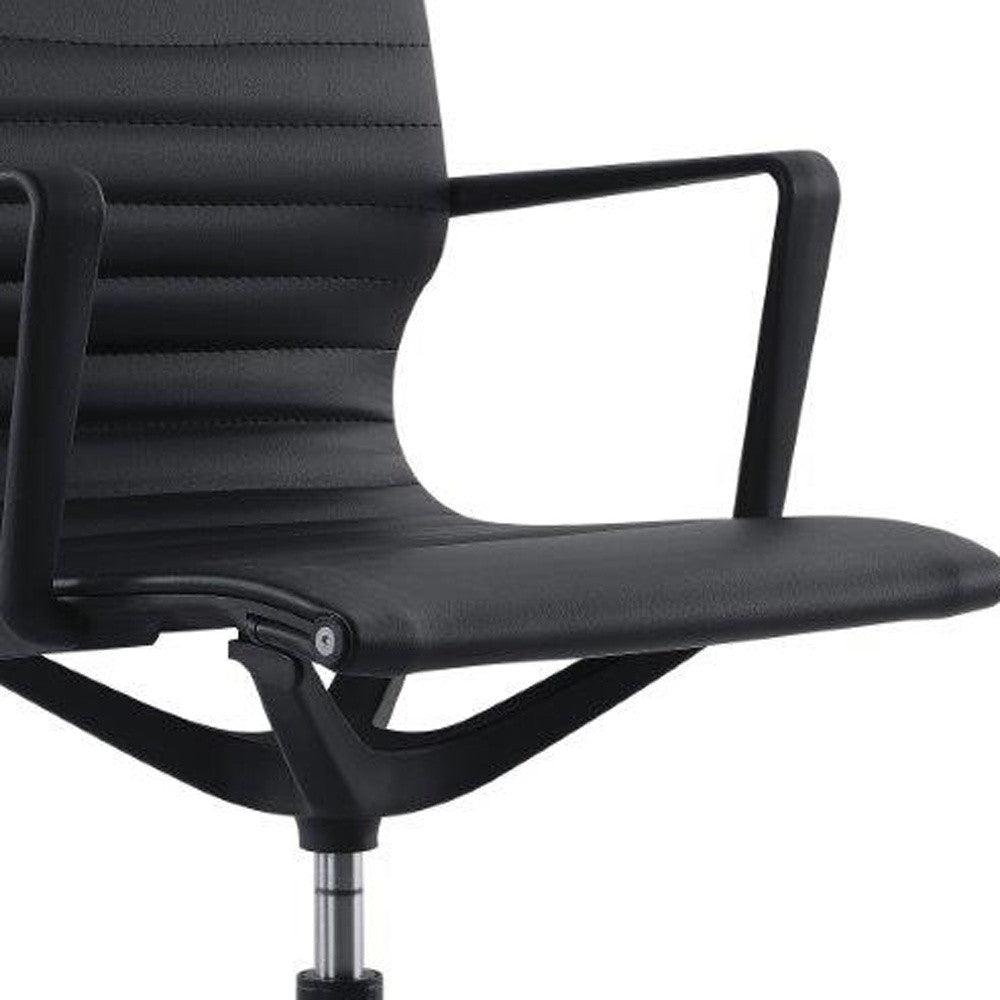 Black Adjustable Swivel Fabric Rolling Office Chair - FurniFindUSA