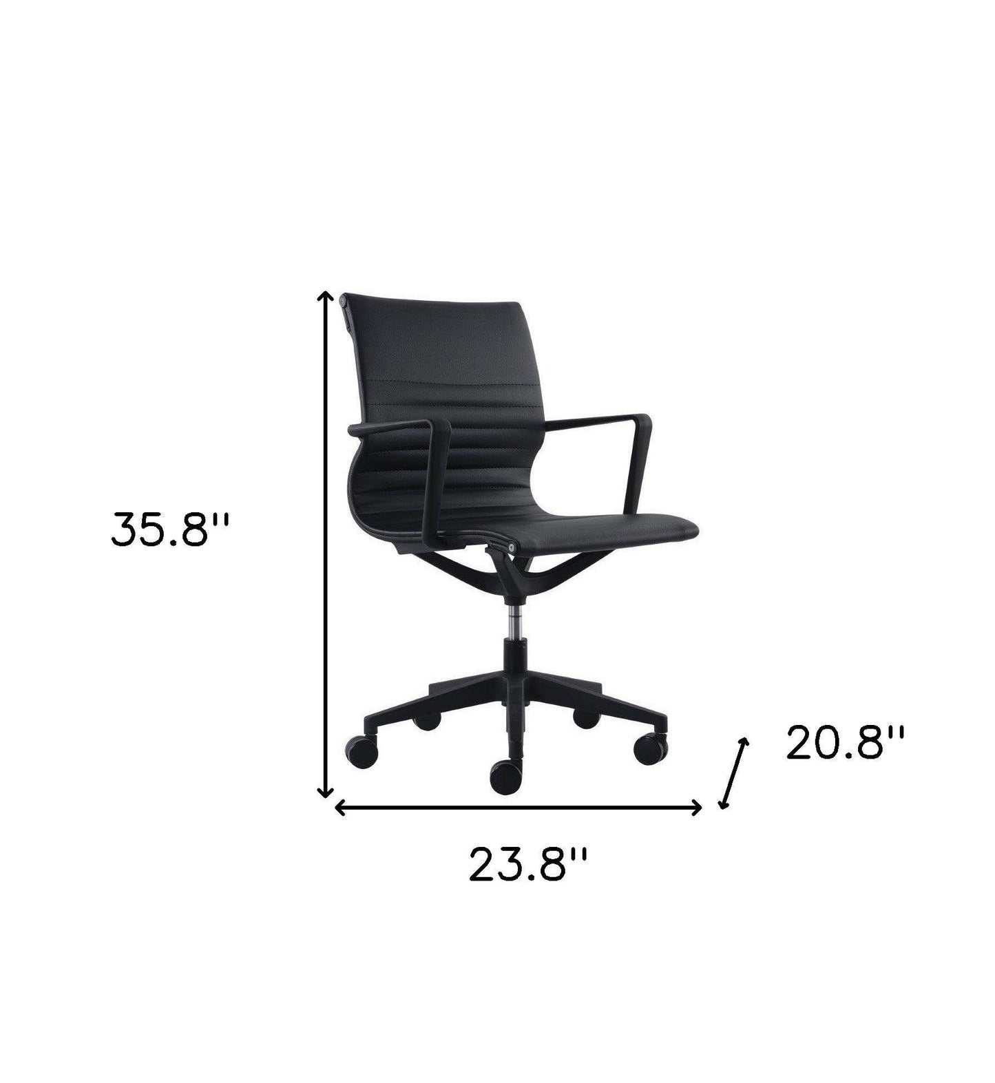 Black Adjustable Swivel Fabric Rolling Office Chair - FurniFindUSA