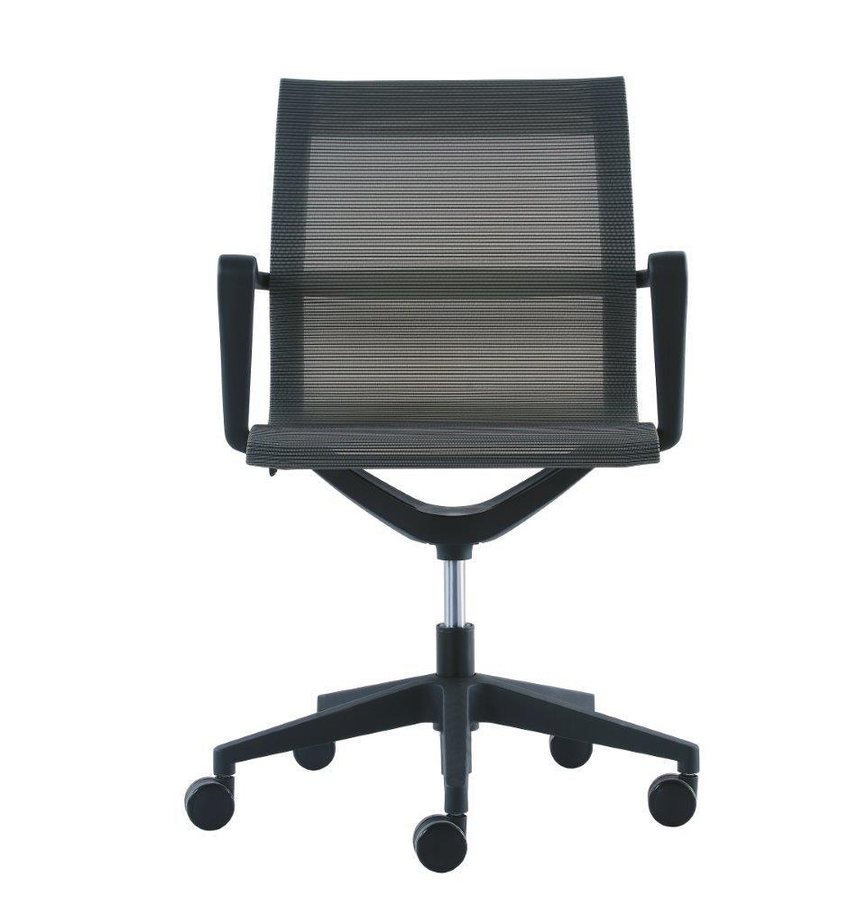 Black Adjustable Swivel Fabric Rolling Office Chair - FurniFindUSA