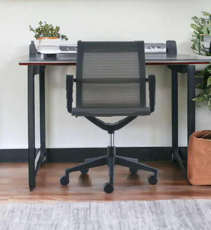 Black Adjustable Swivel Fabric Rolling Office Chair - FurniFindUSA