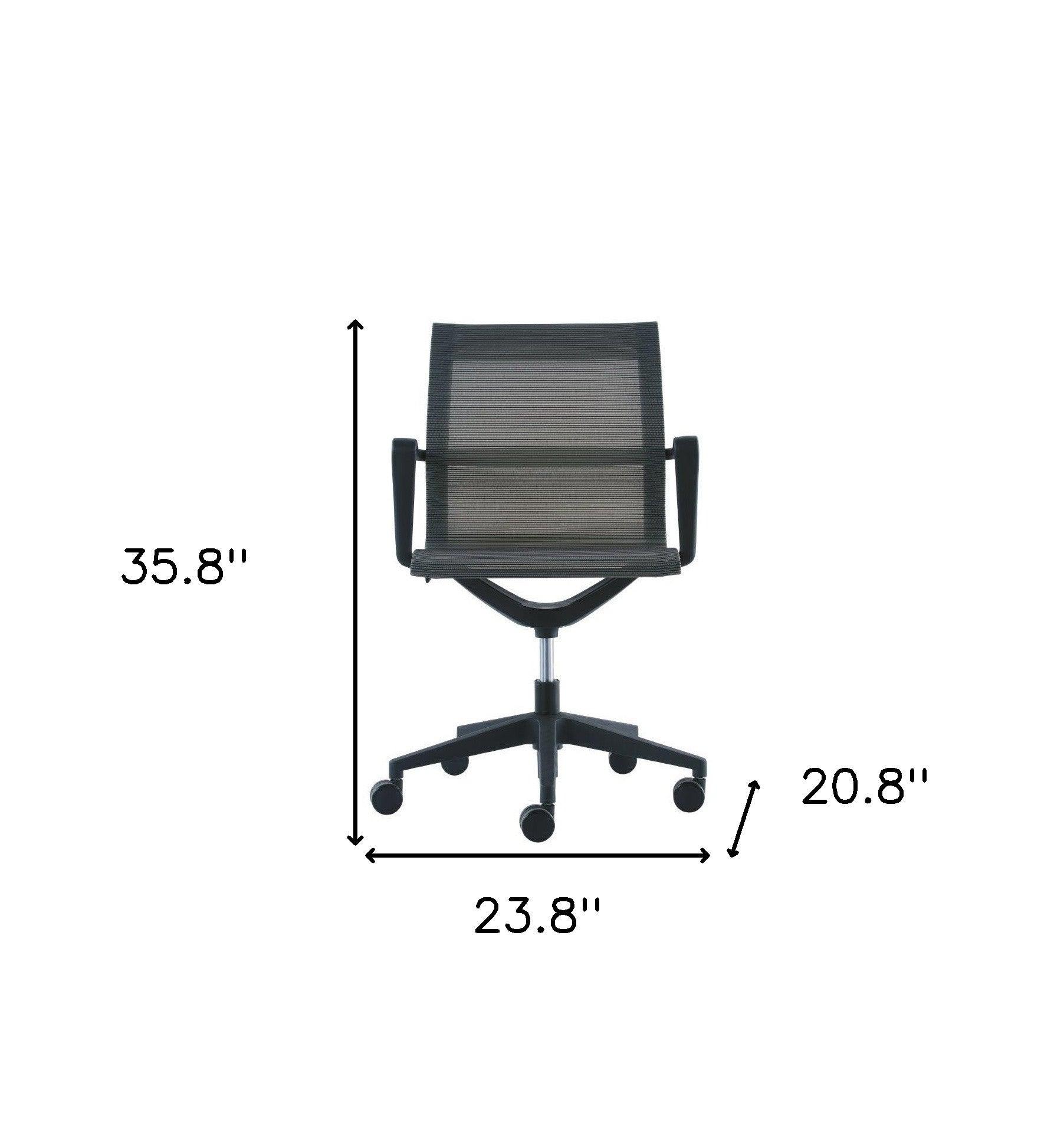 Black Adjustable Swivel Fabric Rolling Office Chair - FurniFindUSA