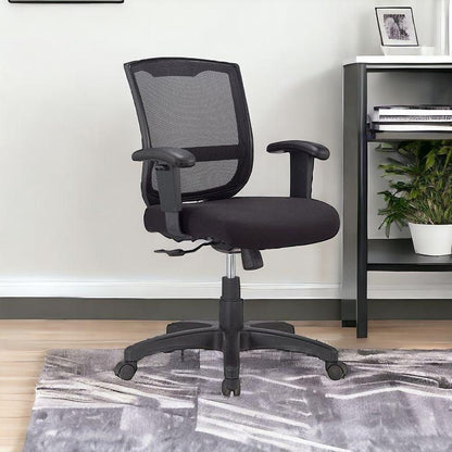 Black Adjustable Swivel Mesh Rolling Office Chair - FurniFindUSA