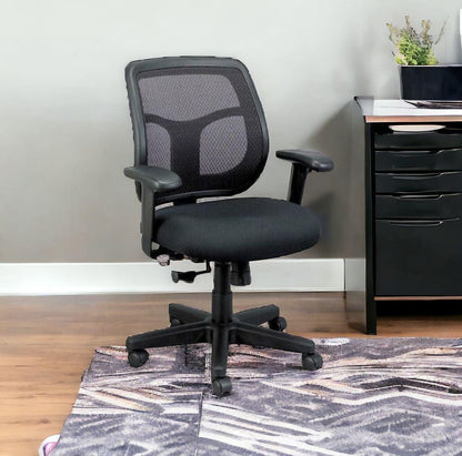 Black Adjustable Swivel Mesh Rolling Office Chair - FurniFindUSA