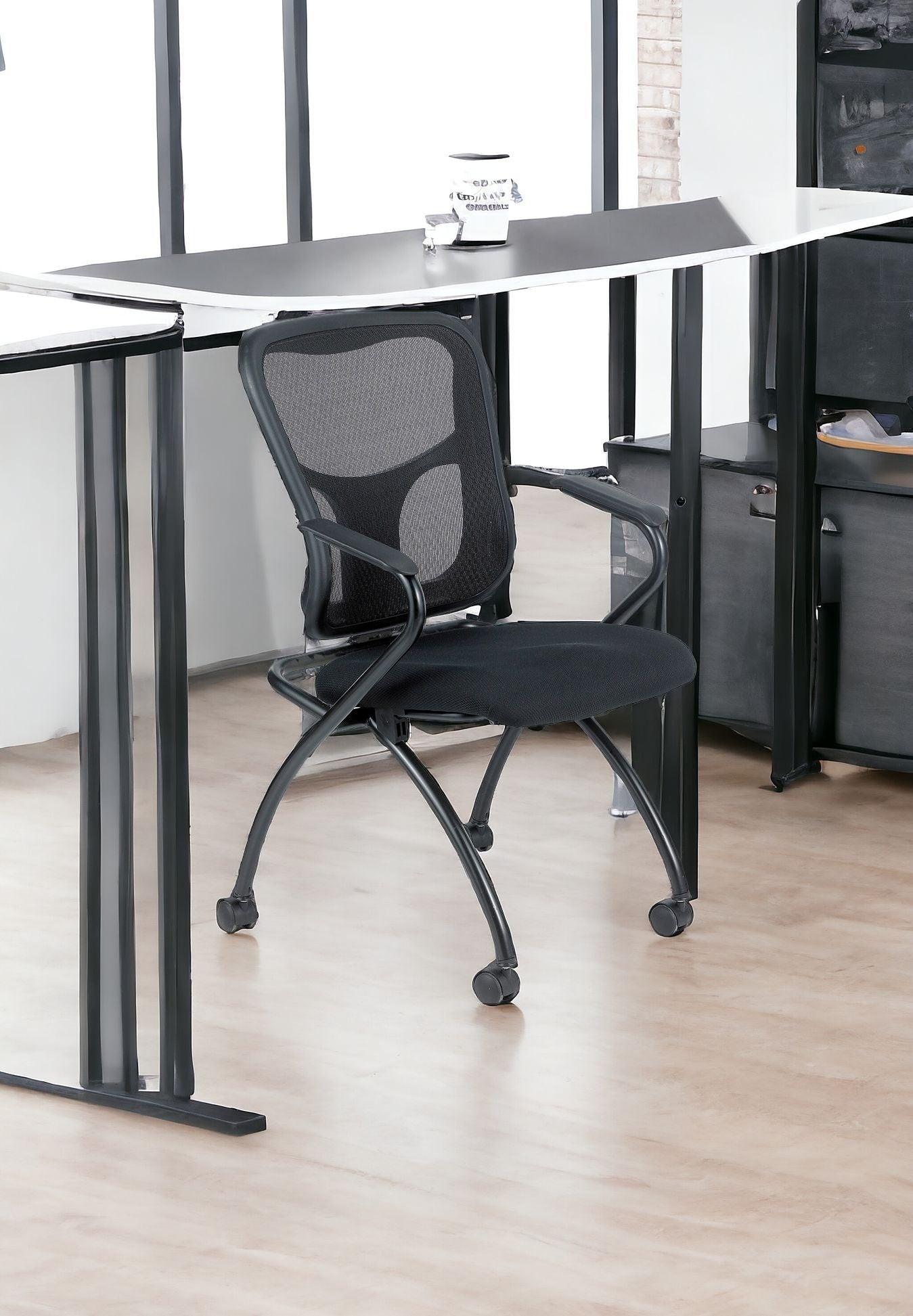 Set of Two Black Mesh Rolling Office Chair - FurniFindUSA